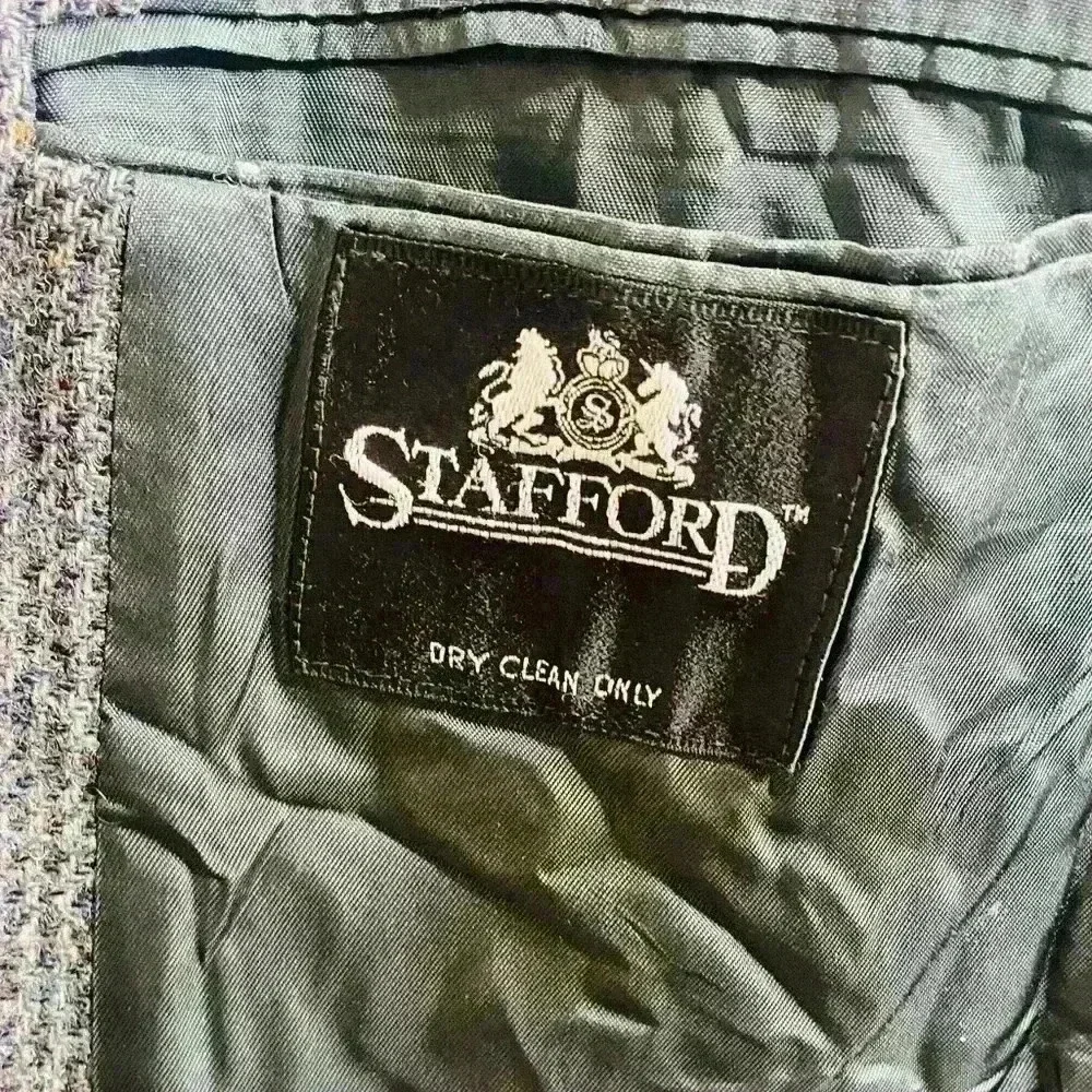 Mens Vintage Grey Stafford‎ 100% Virgin Wool Blazer